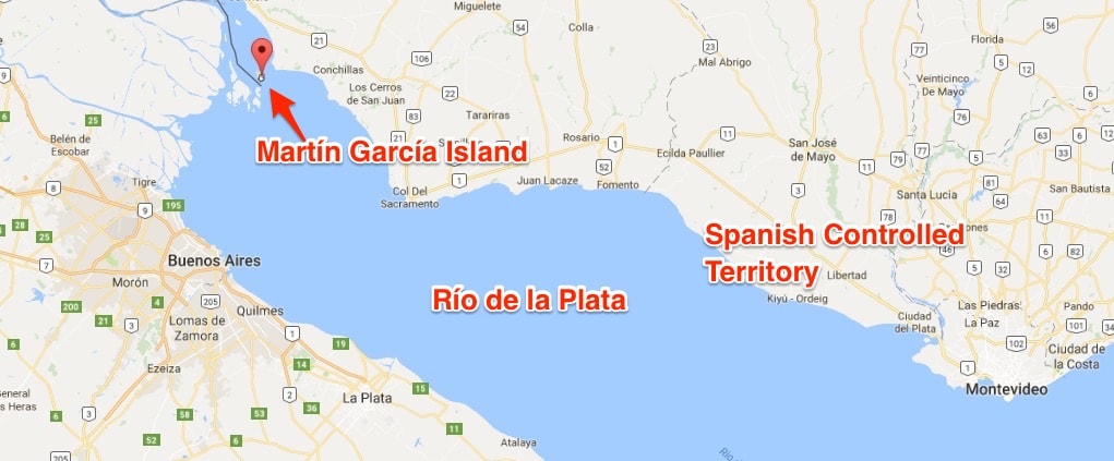 Rio de la plata river in Argentina with Martin Garcia island