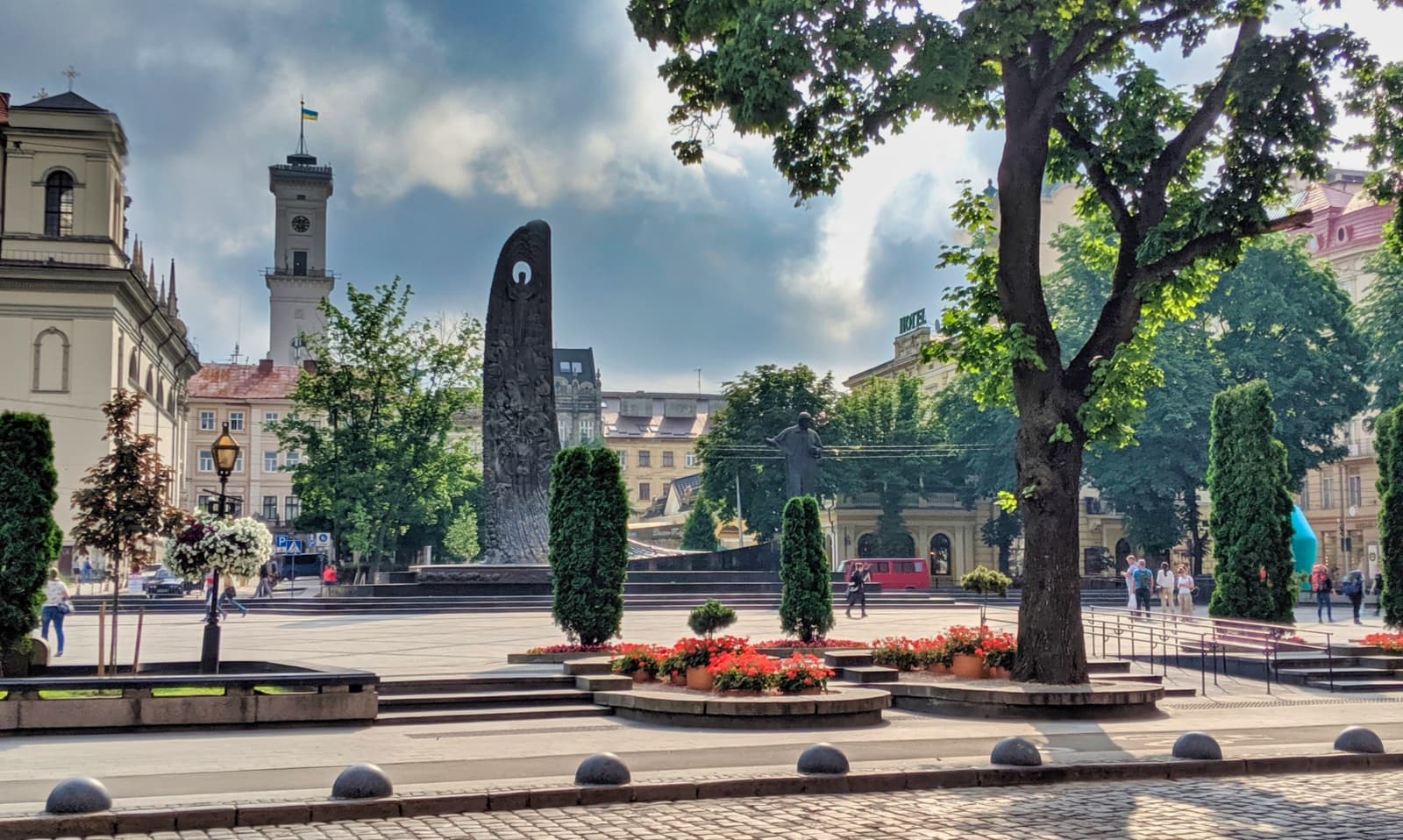 Statue Of Taras Shevchenko In Central Lviv Wide View