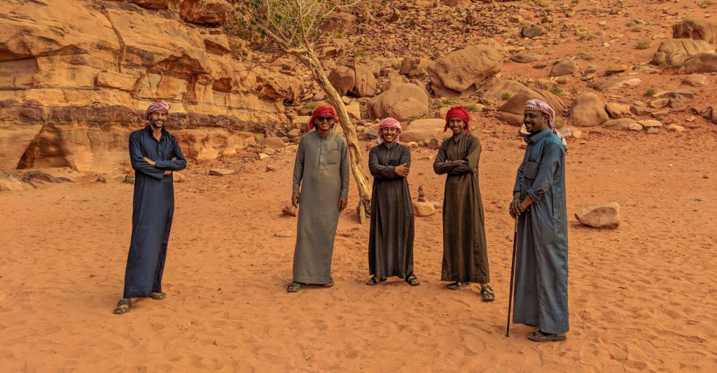 Bedouin tour guides in Wadi Rum near Khazali canyon