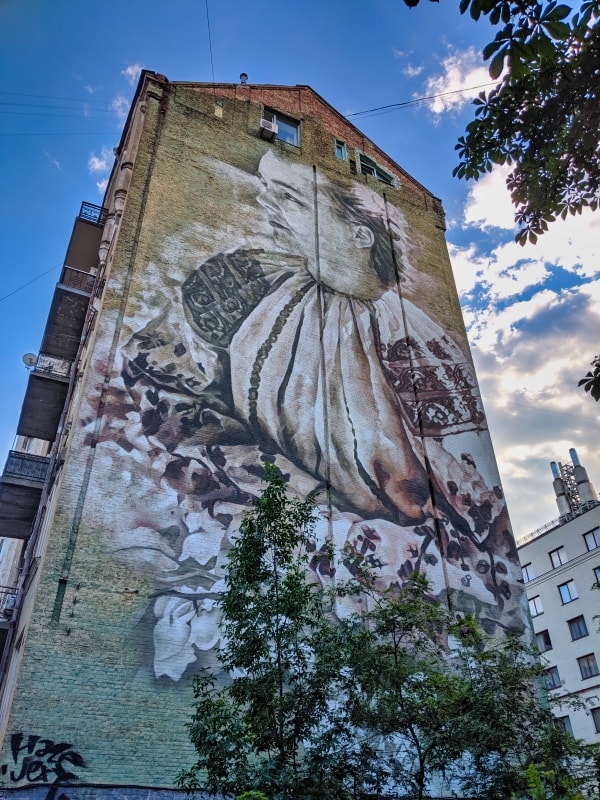Kyiv Street Mural Woman Ukrainian Traditional Dress