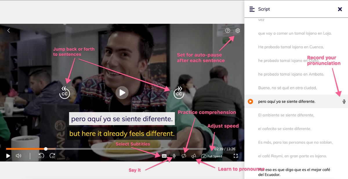 lingopie interaction screen