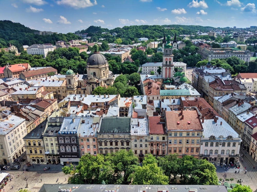 Lviv Rooftops From Town Hall Tower