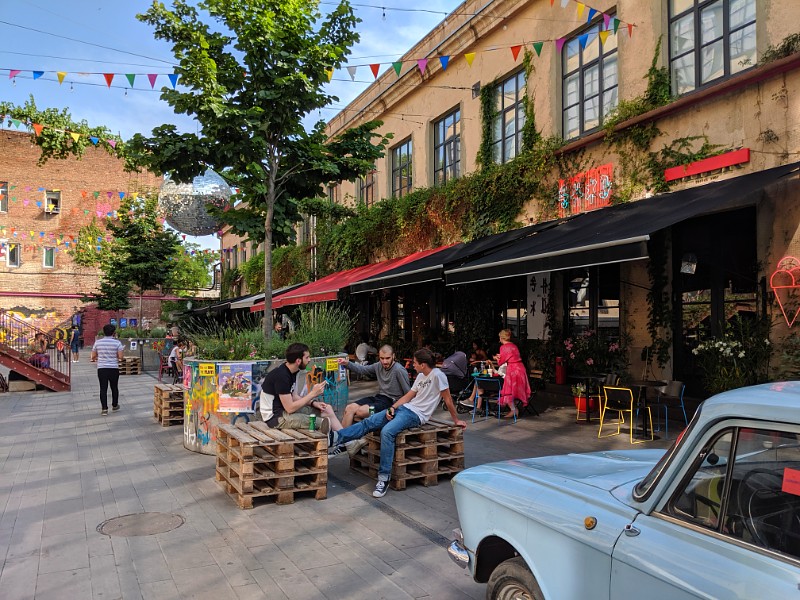 outside Impact Hub and Fabrika Hostel