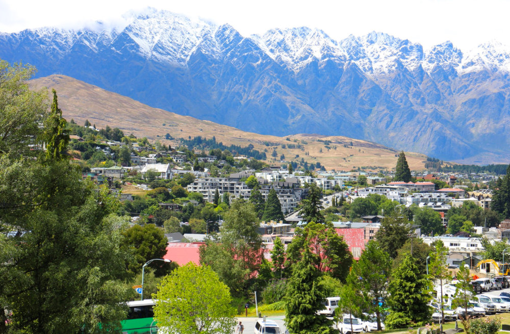 Queenstown with mountains behind