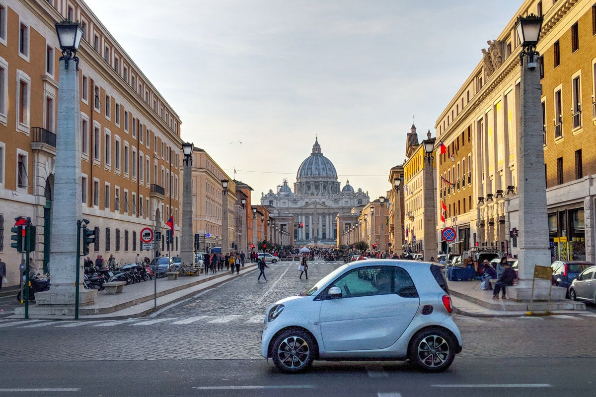 Vatican Rome From The Street With An Italian Car