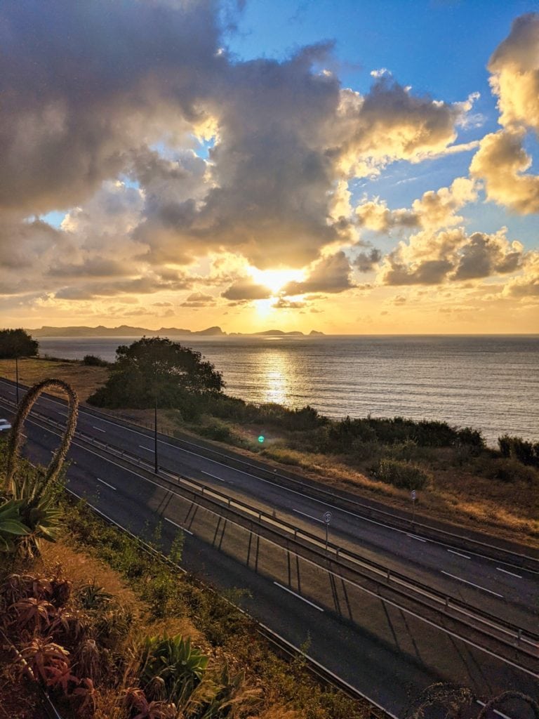 view of the Atlantic from Madeira airport at sunrise